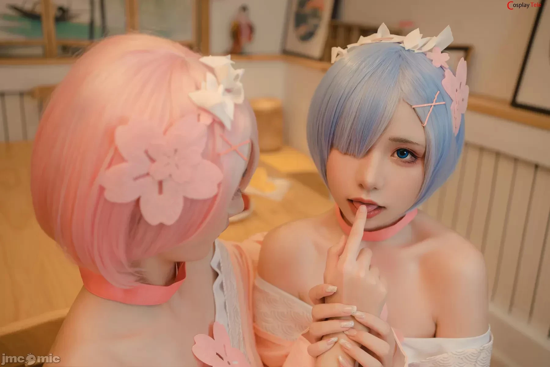 Nekokoyoshi [爆机少女喵小吉] and 金鱼Kinngyo cosplay Rem and Ram – ReZero – Part 2 [100P]