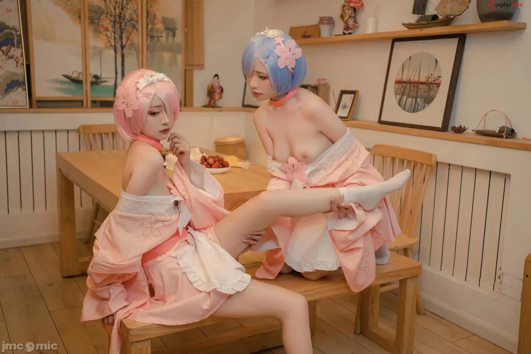 Nekokoyoshi [爆机少女喵小吉] and 金鱼Kinngyo cosplay Rem and Ram – ReZero – Part 2 [100P]