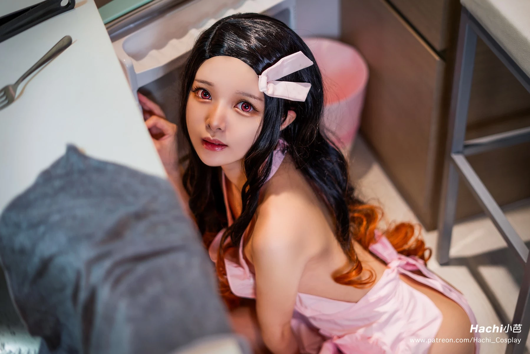 Cosplay Hachi小芭 灶門禰豆子 Nezuko Apron