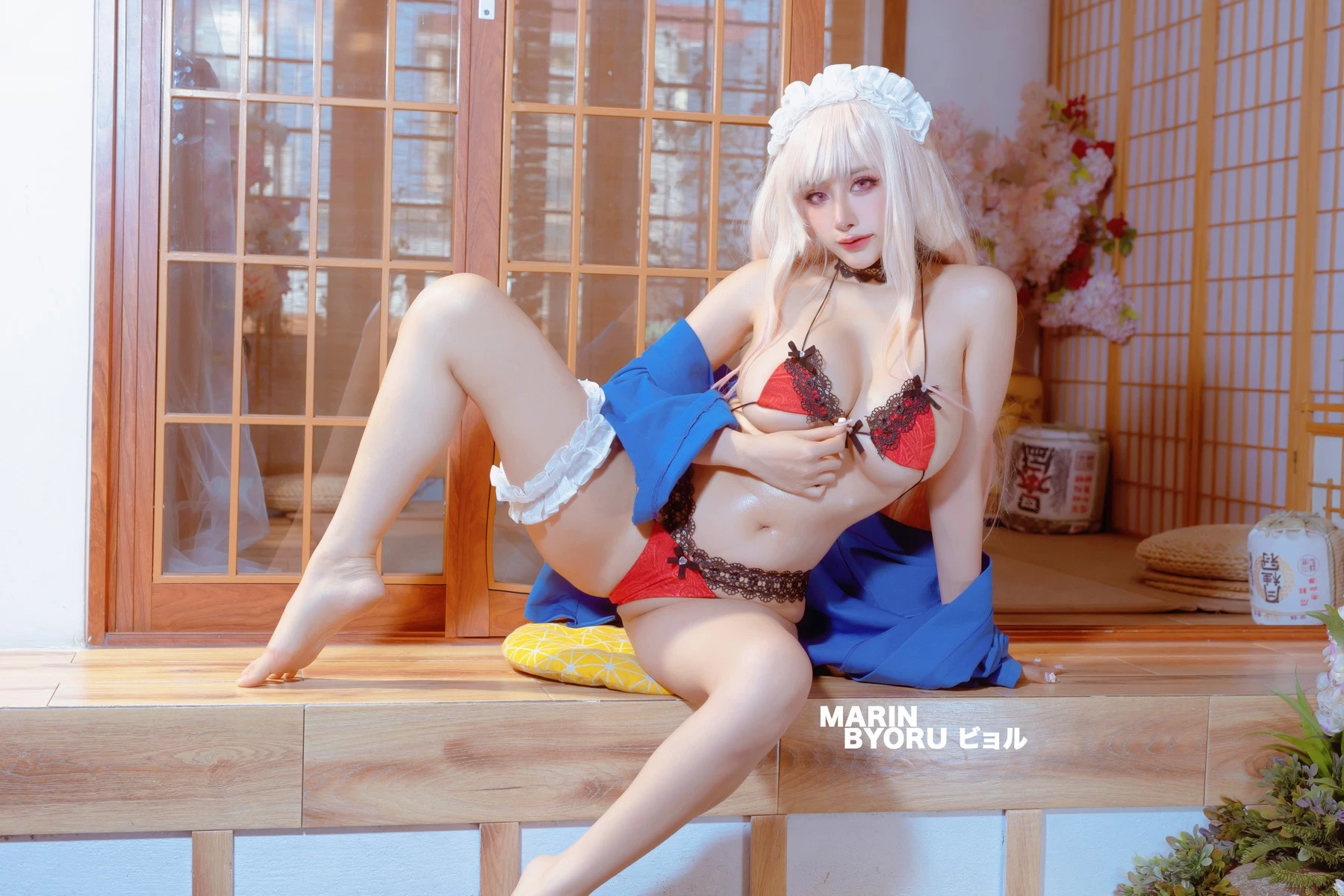 Cosplay 日本性感蘿莉Byoru Marin Red Lingerie